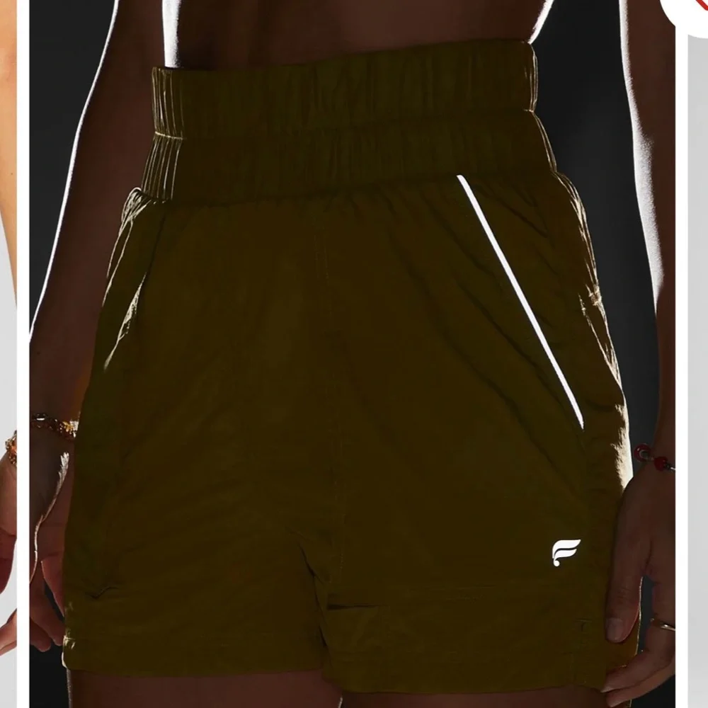 Fabletics Hugh Waisted Nylon Shorts Olive